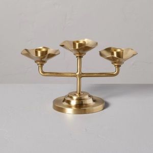 4" Scalloped Brass 3ct Taper Candelabra Antique Finish - Hearth & Hand